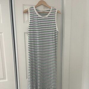 KULE The Tank Striped Midi Dress White Green Grape
